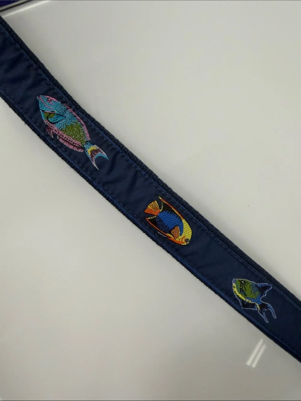 Navy Tropical Fish Embroidered Pet Collar 35